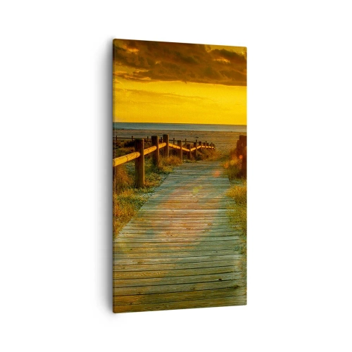Schilderen op canvas - Badend in oud goud - 55x100 cm
