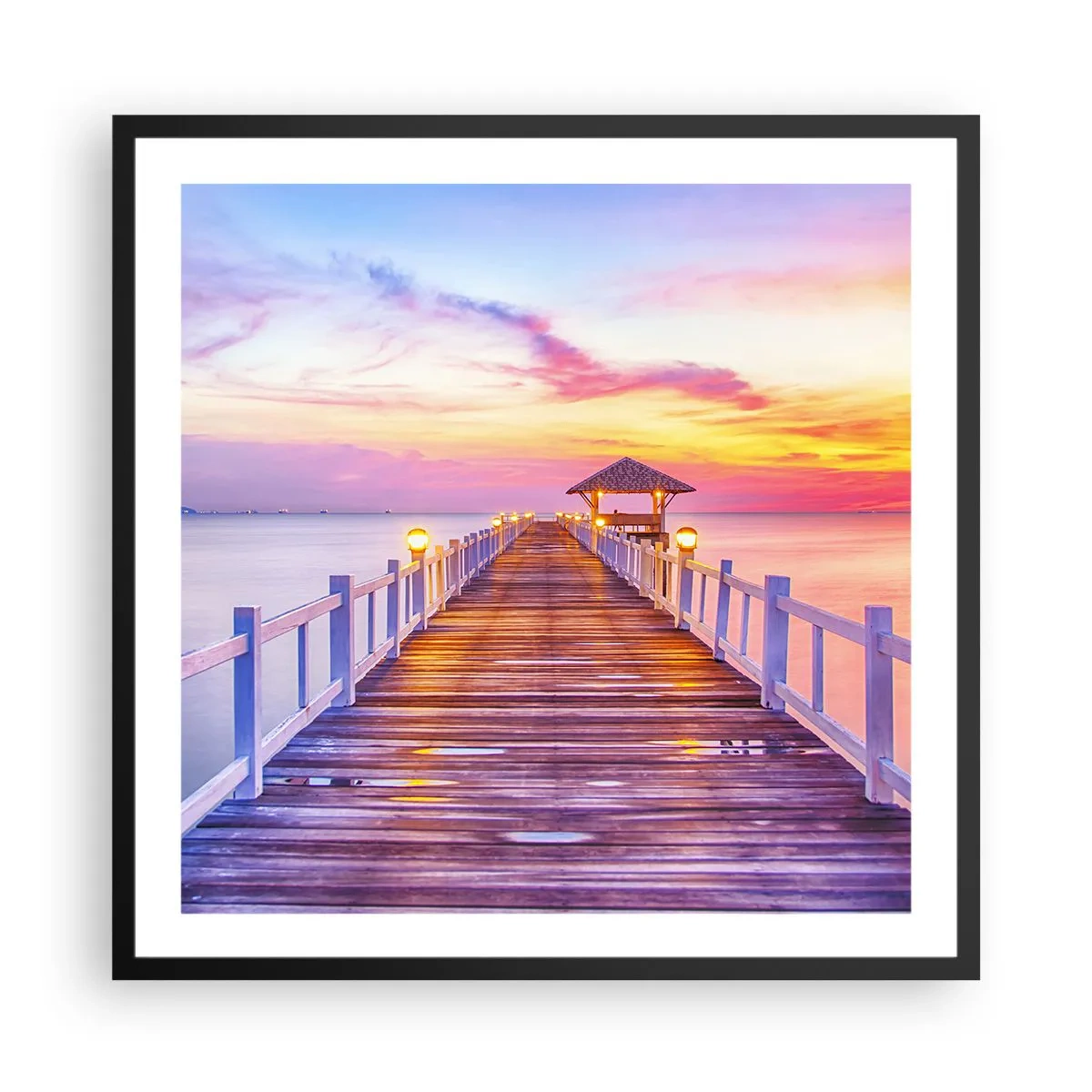 Poster in een zwarte lijst - De lila-gouden stilte van de avond - 60x60 cm