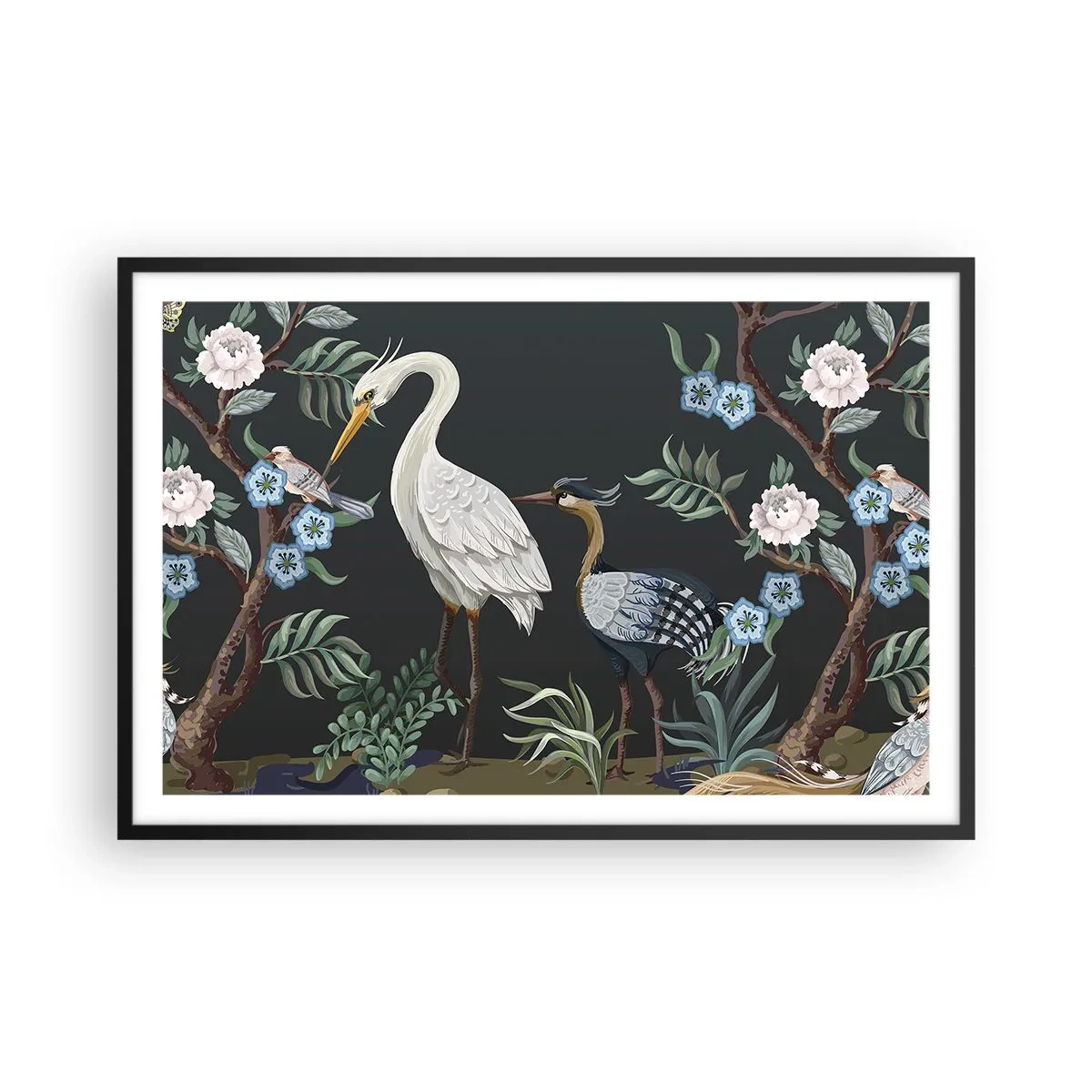 Poster in een zwarte lijst - Vogelparade - 91x61 cm
