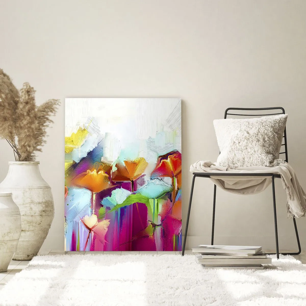 Schilderen op glas - De regenboog is tot bloei gekomen - 50x70 cm