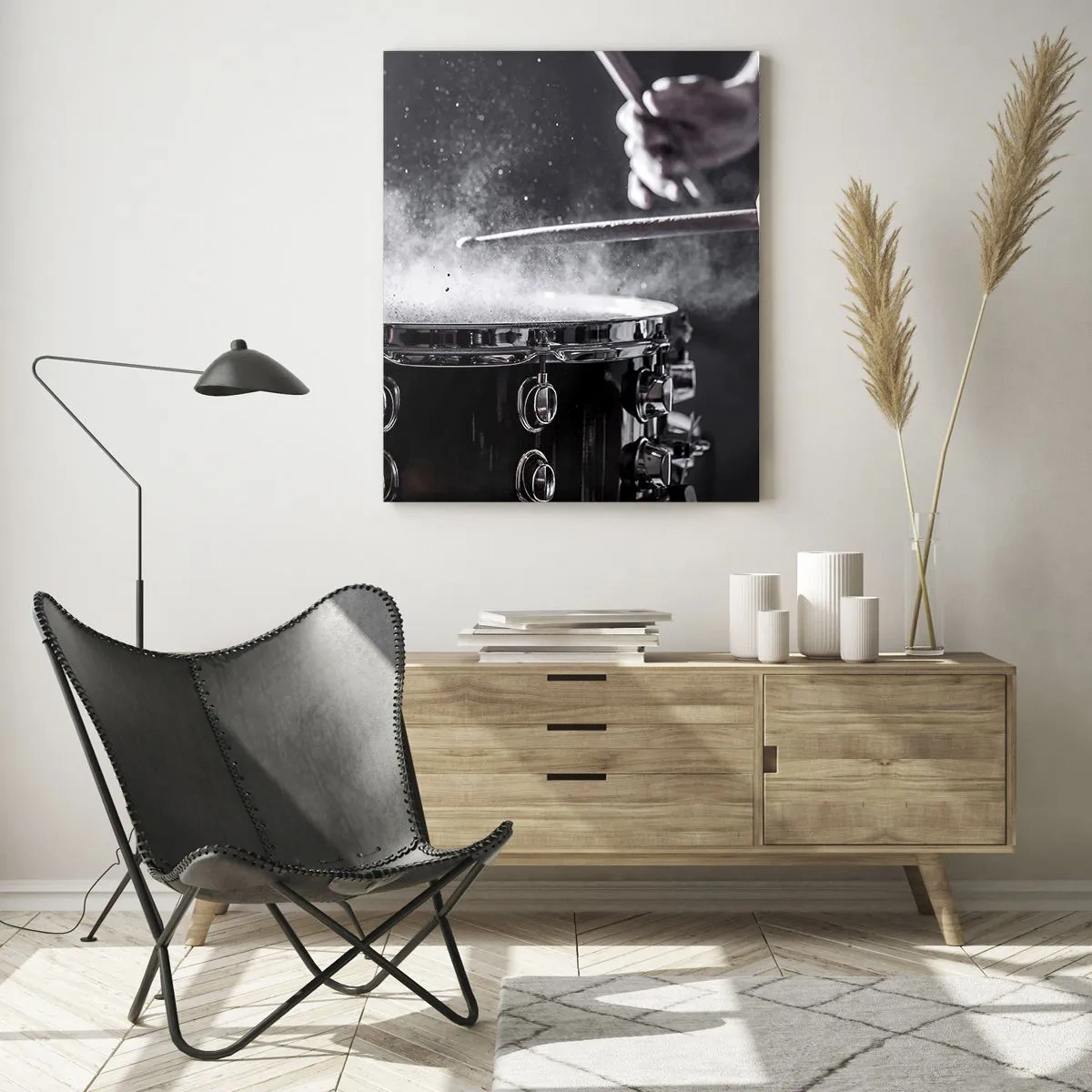 Schilderen op glas - De pols van de muziek - 80x120 cm