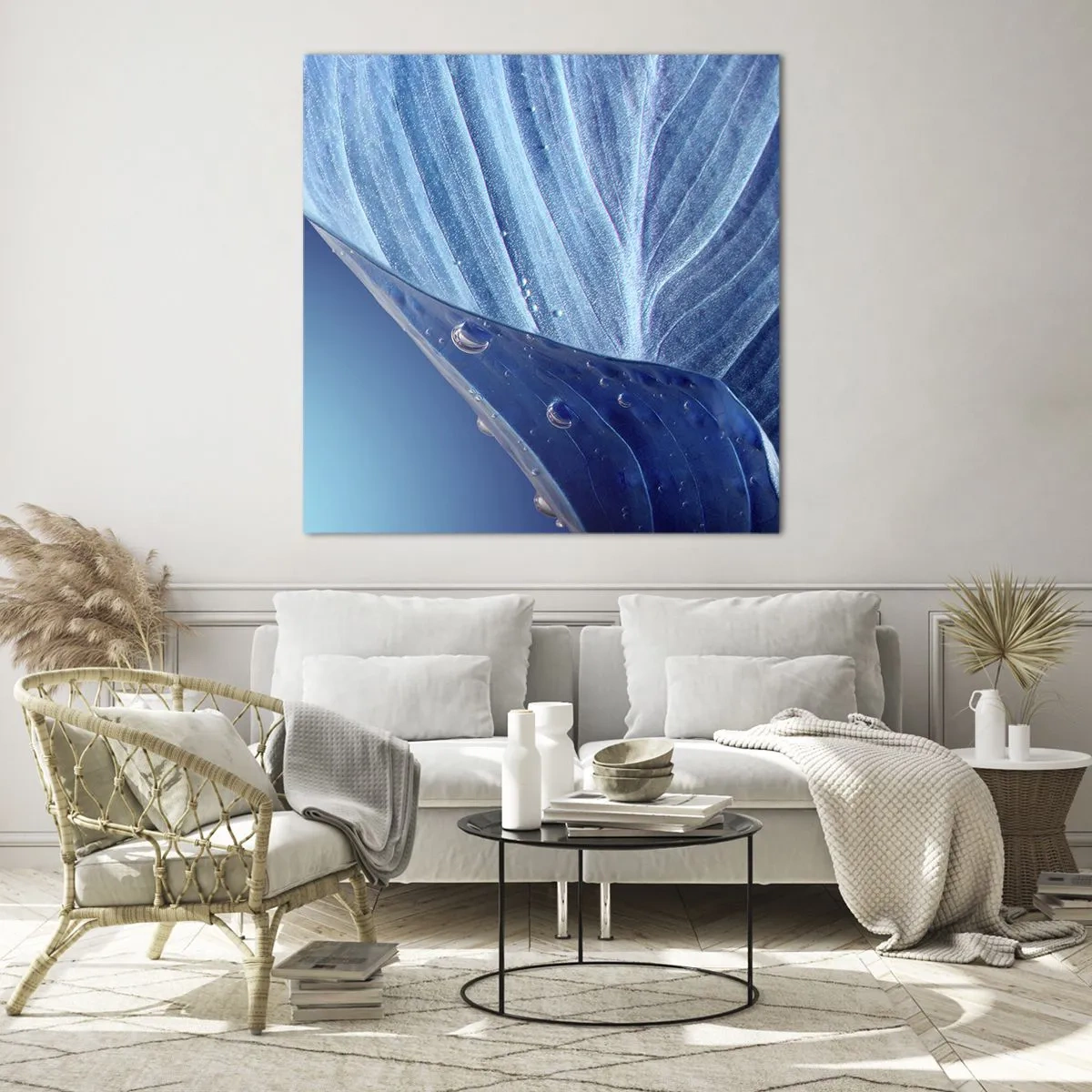 Schilderen op glas - Verborgen druppels blauw - 40x40 cm