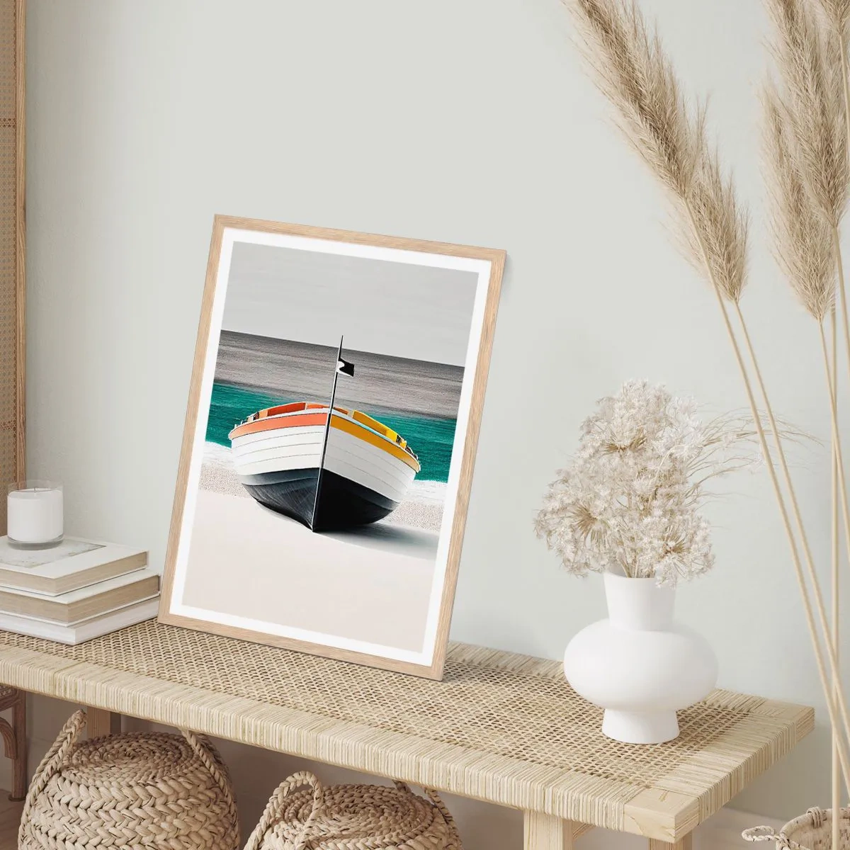 Een poster in een licht eiken lijst - Op zijn plaats - 40x50 cm