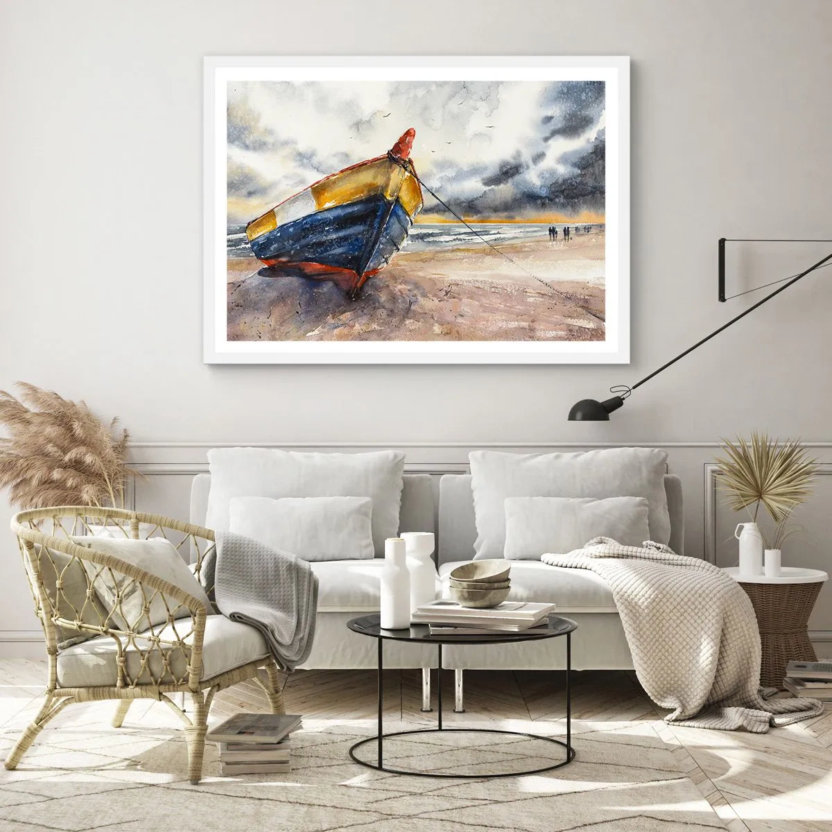 Poster in een witte lijst - Rust aan de kust - 70x50 cm