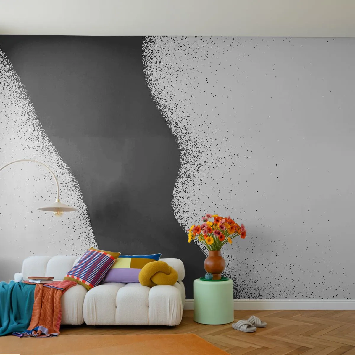 Fotobehang Premium Canvas - Vloeibare balans - Abstractie, Deel, Minimalisme - 400x280 cm