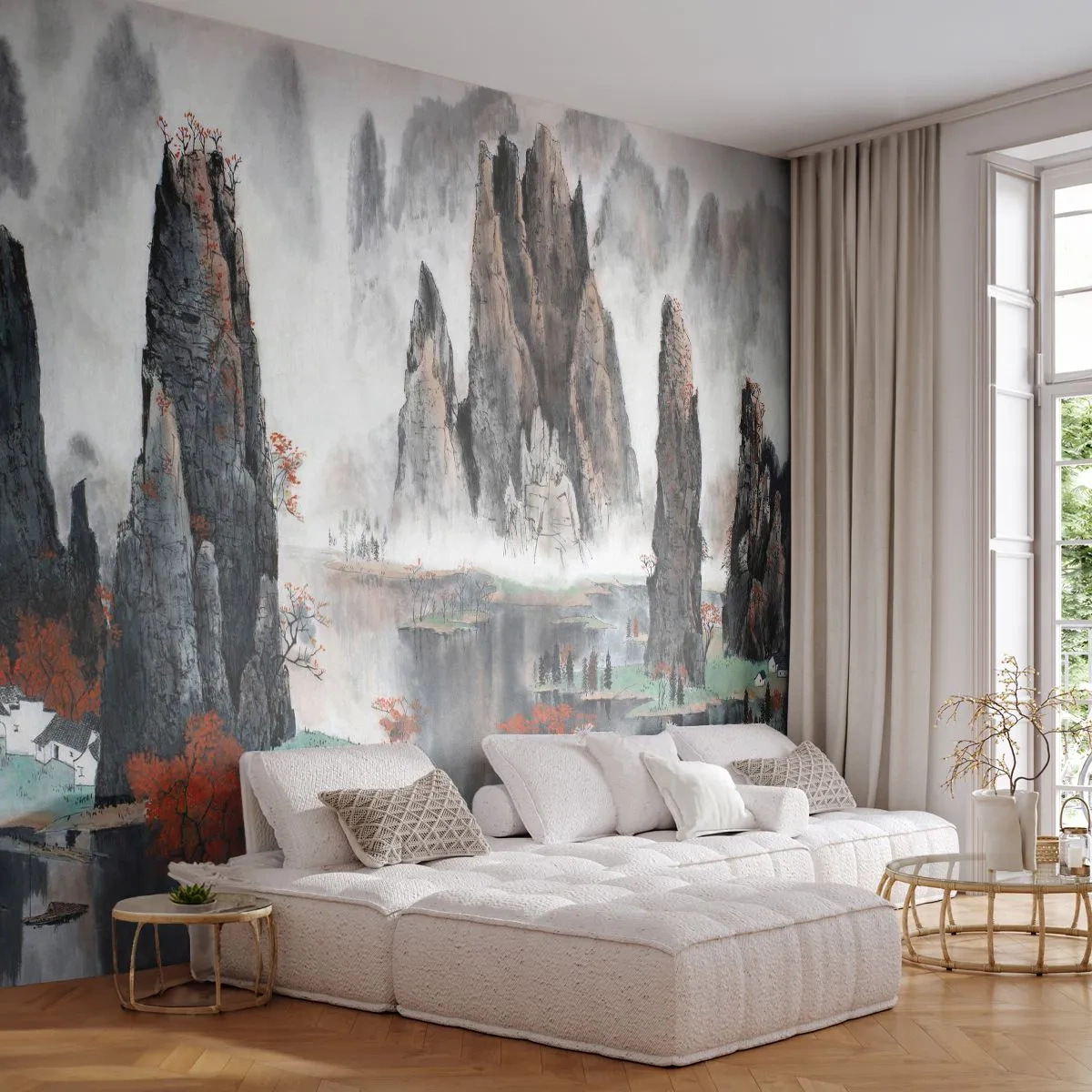 Fotobehang Premium Sand - Krachtige voogden - Abstractie, Fantasie, Landschap - 100x70 cm