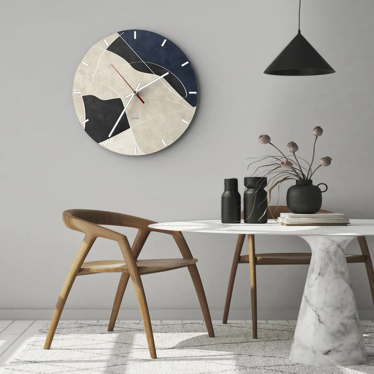 Wandklok - Klok - Abstracte compositie – kleurcontrast - 30x30 cm