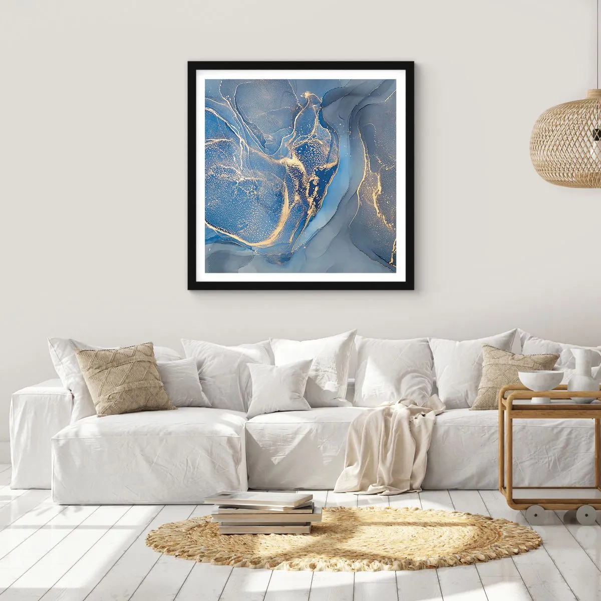 Poster in een zwarte lijst - Goudstof - 40x40 cm