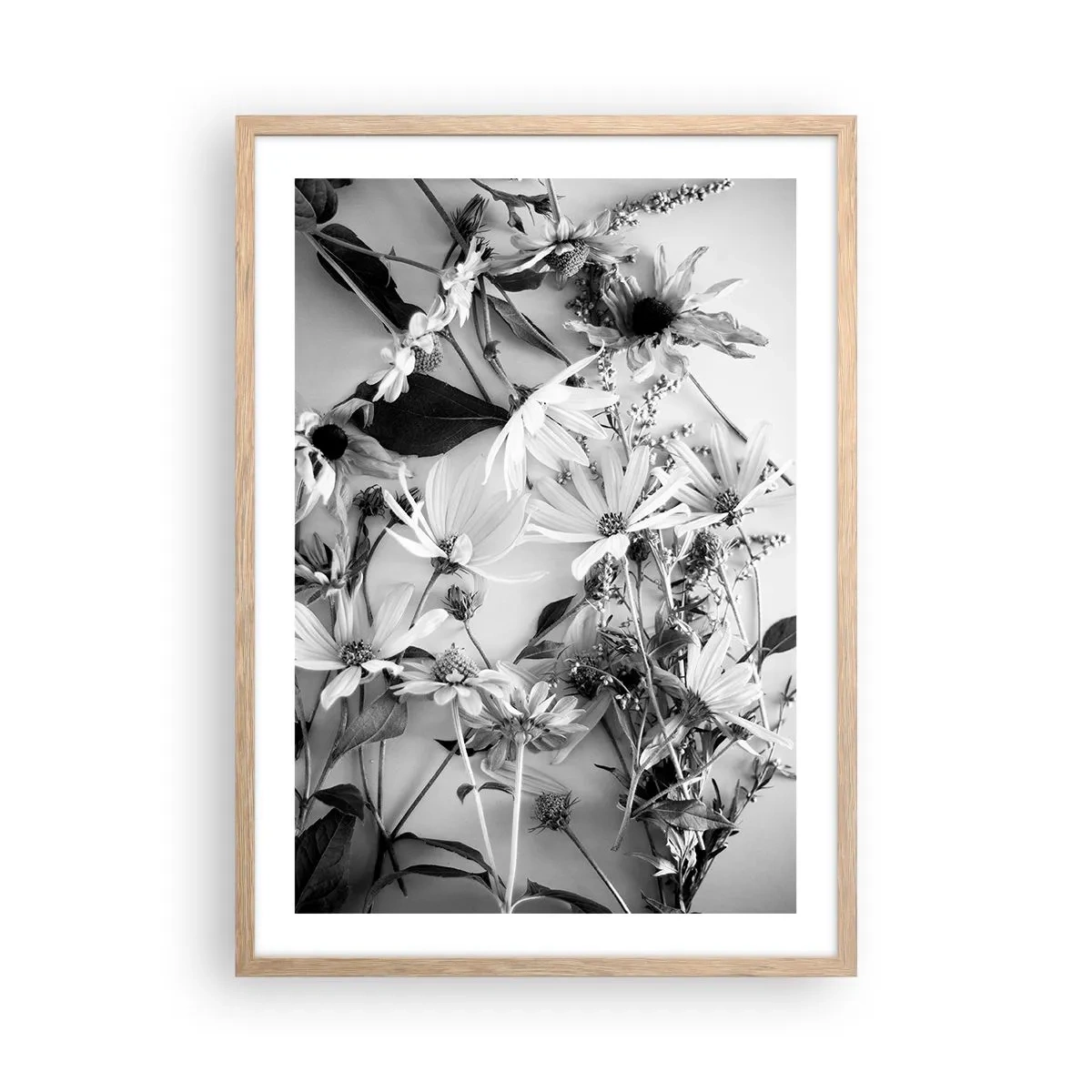 Een poster in een licht eiken lijst - Niet-boeket bloemen - 50x70 cm