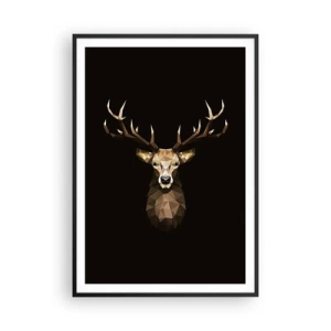 Poster in een zwarte lijst - Kubistische herten - 70x100 cm