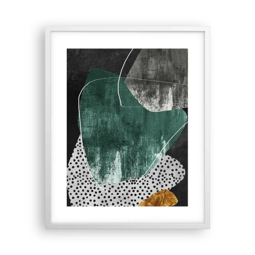 Poster in een witte lijst - Kleurrijke abstractie met bladgoud - 40x50 cm