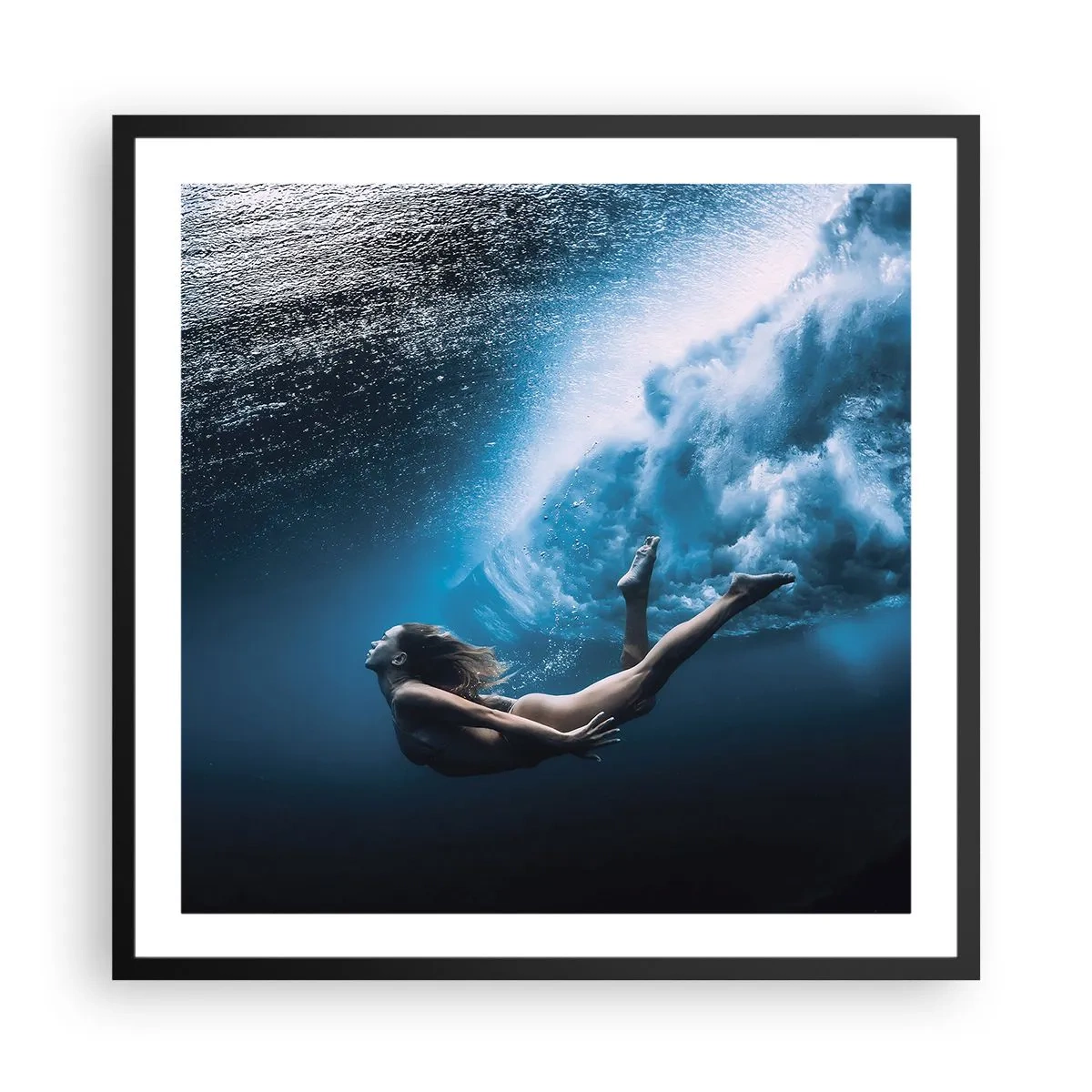 Poster in een zwarte lijst - Een moderne zeemeermin - 60x60 cm