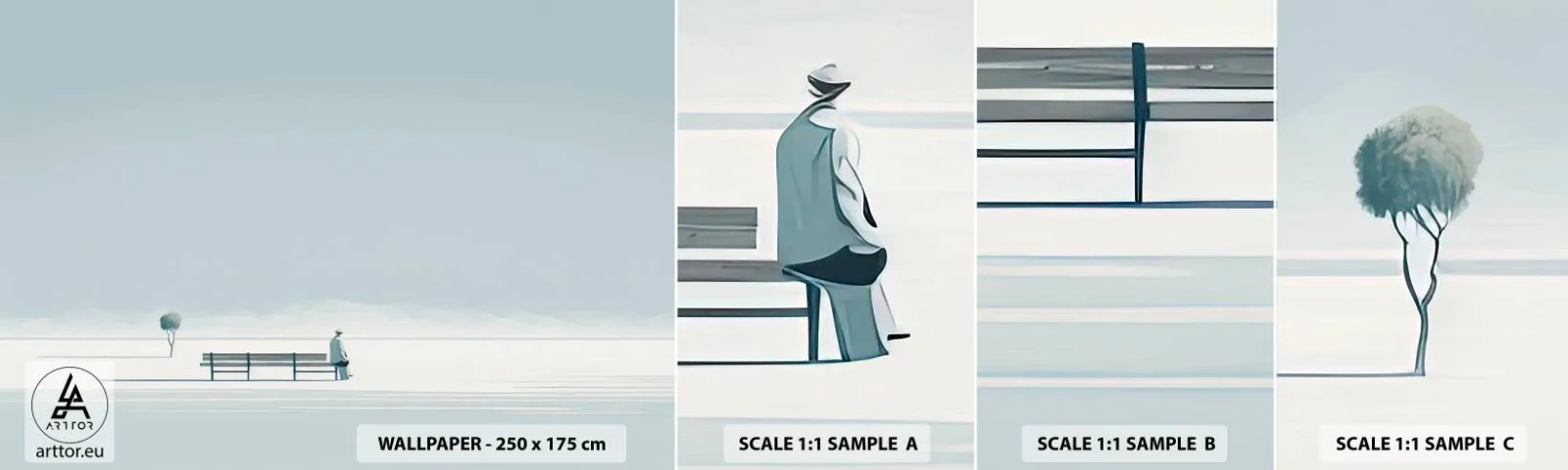 Fotobehang Monster Zelfklevend Deluxe Sticker - Ja, ik wacht. - Minimalistisch, Alleen, Man - 100x30 cm