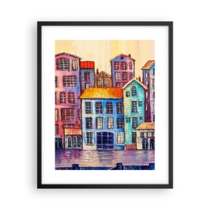 Poster in een zwarte lijst - Een stad als uit een sprookje - 40x50 cm