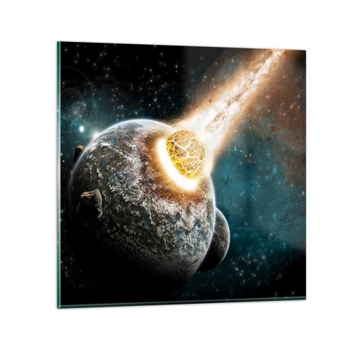 Schilderen op glas - Vernietiging of geboorte - 40x40 cm