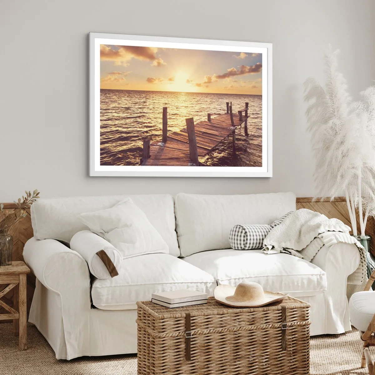 Poster in een witte lijst - Het gouden land van zachtheid - 70x50 cm