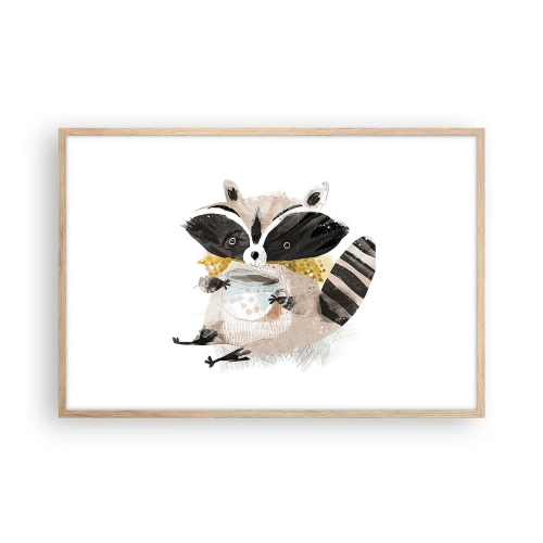 Een poster in een licht eiken lijst - Mijn vriend de wasbeer - 91x61 cm