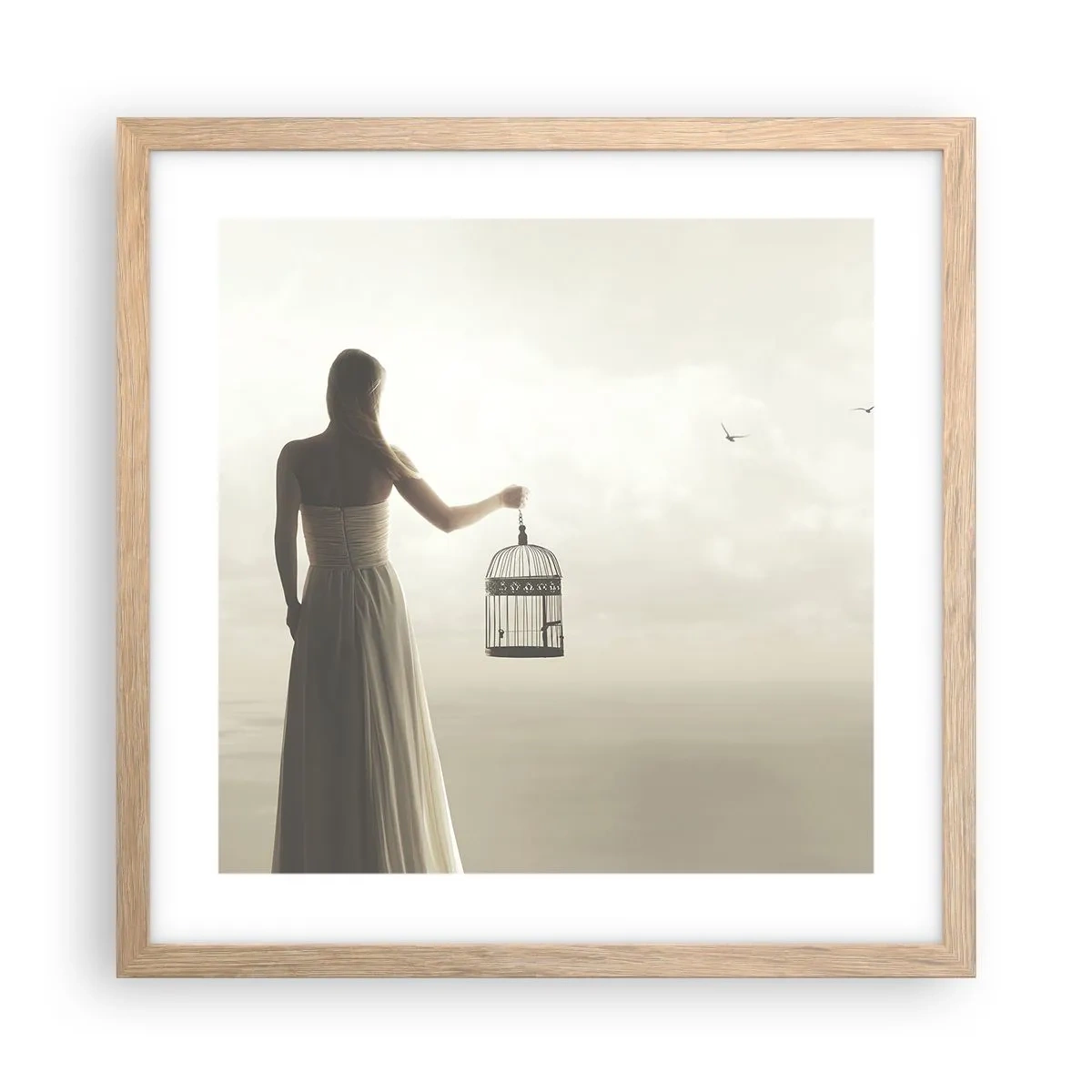 Een poster in een licht eiken lijst - Wees vrij - 40x40 cm