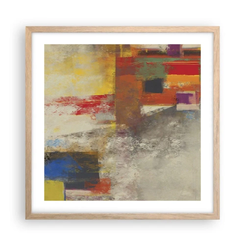 Een poster in een licht eiken lijst - Kleur geometrie - 50x50 cm