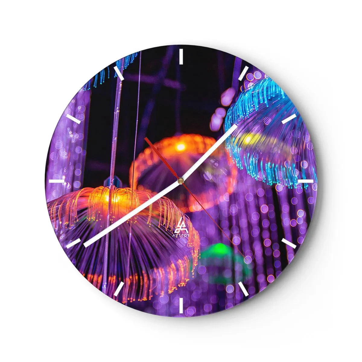 Wandklok - Klok - Kleurrijke lichten die lijken op kwallen in een neongloed - 30x30cm - Lichte fontein - Moderne wanddecoratie voor woonkamer, keuken en slaapkamer ARTTOR