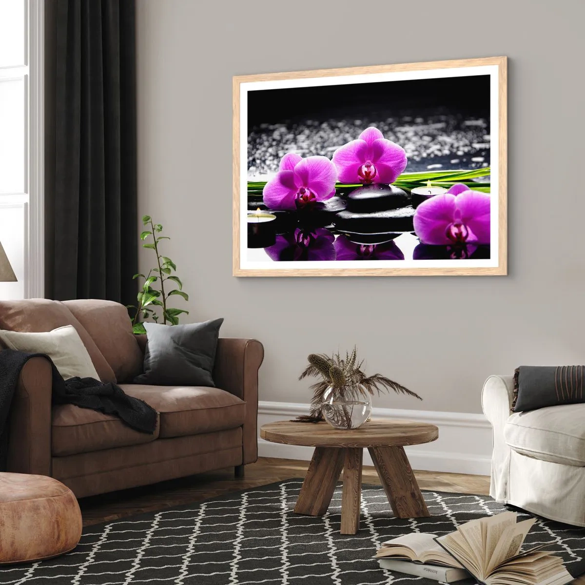 Een poster in een licht eiken lijst - Verdrinken in rust en stilte - 100x70 cm