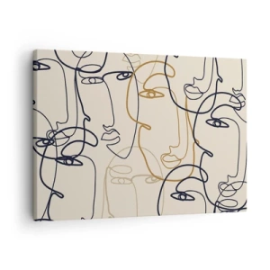 Schilderen op canvas - Minimalistische lijntekeningen op een lichte achtergrond - 70x50cm - Het portret is vermenigvuldigd - Moderne wanddecoratie voor woonkamer en slaapkamer ARTTOR