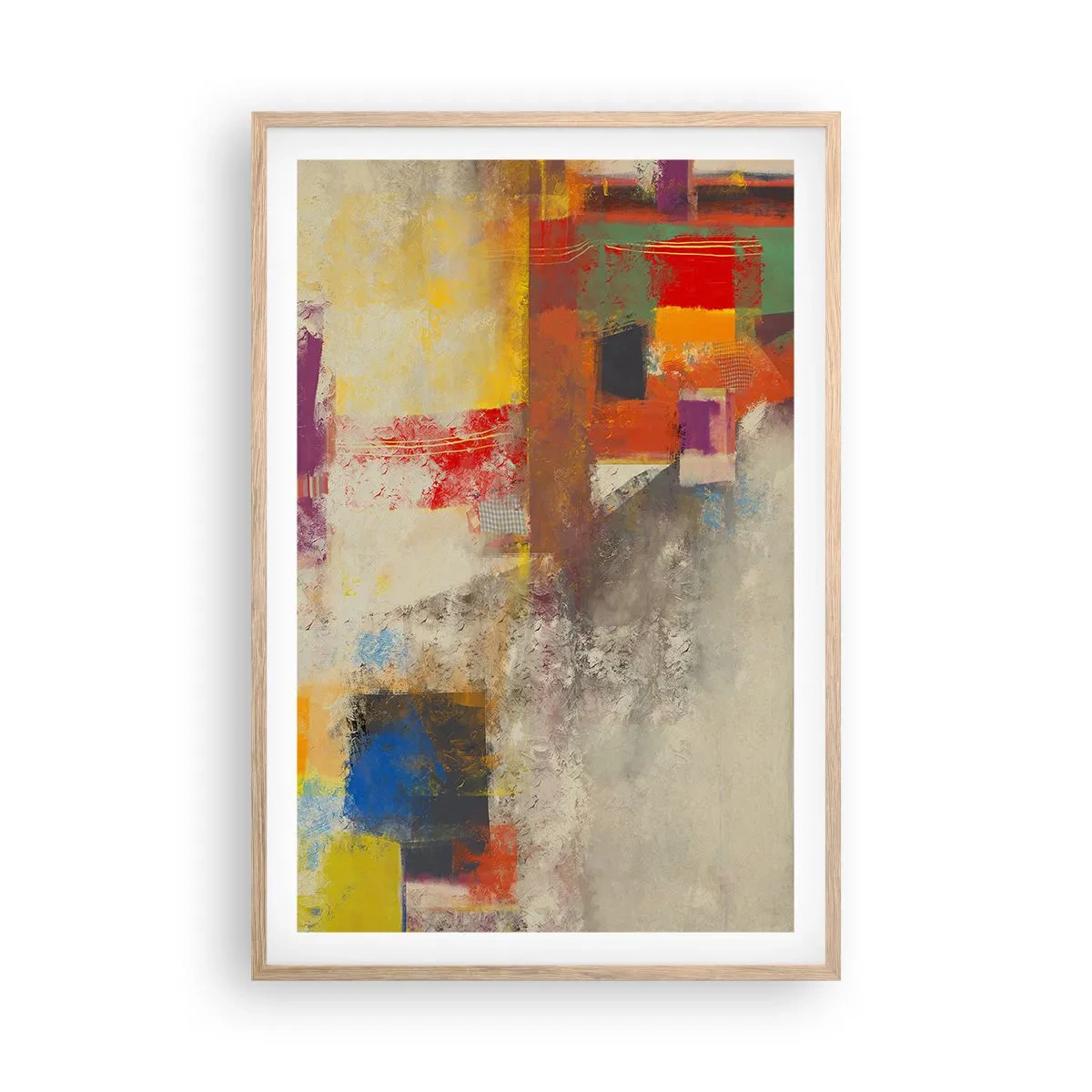 Een poster in een licht eiken lijst - Kleur geometrie - 61x91 cm