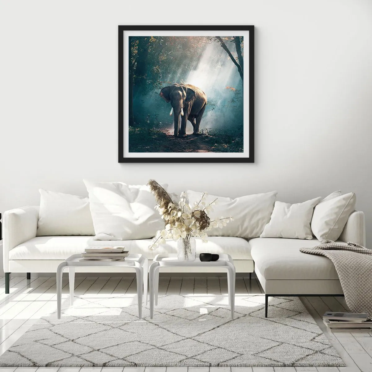 Poster in een zwarte lijst - Een ontspannen wandeling - 40x40 cm