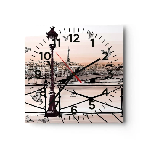 Wandklok - Klok - Over de daken van Parijs - 40x40 cm