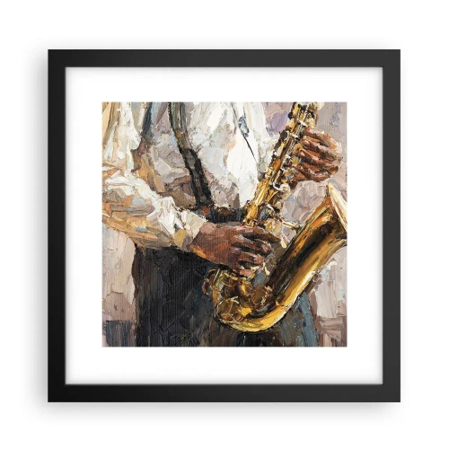 Poster in een zwarte lijst - Tijd om te solo te spelen - 30x30 cm