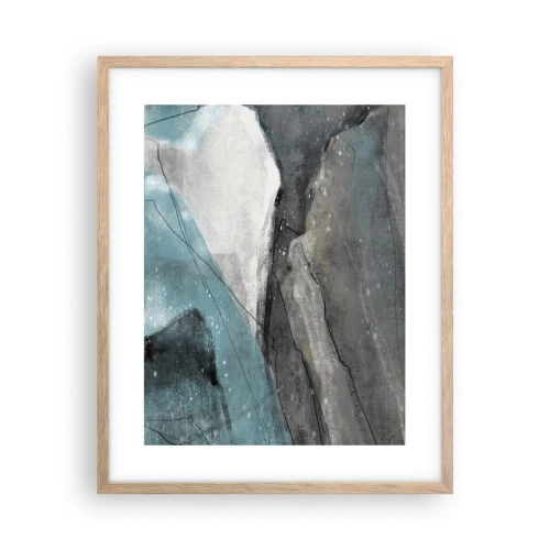 Een poster in een licht eiken lijst - Abstractie: rotsen en ijs - 40x50 cm