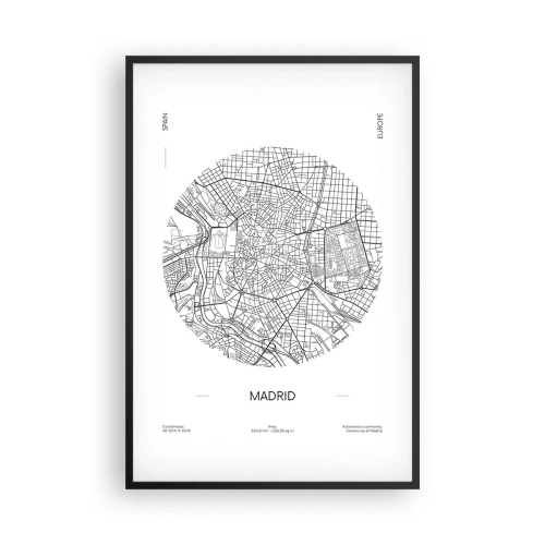 Poster in een zwarte lijst - Anatomie van Madrid - 61x91 cm