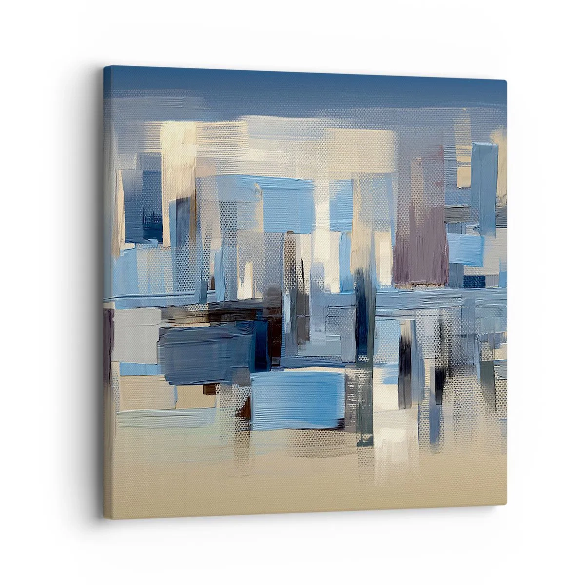 Schilderen op canvas - Blauwe constructie - 30x30 cm