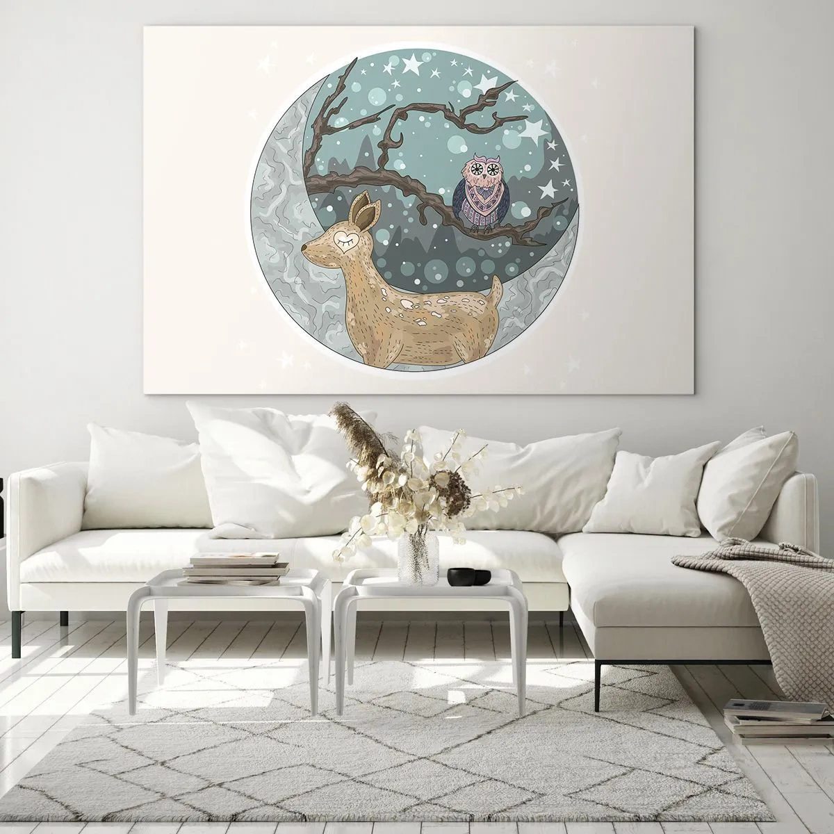 Schilderen op glas - Een sprookjesachtige bosnacht - 120x80 cm