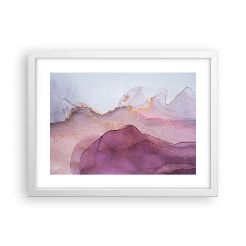 Poster in een witte lijst - Lila en paarse golven - 40x30 cm