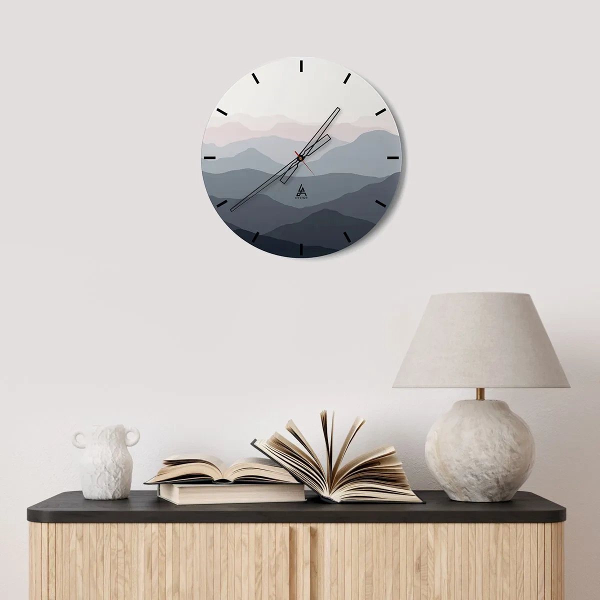 Wandklok - Klok - Golven van de bergen - 30x30 cm