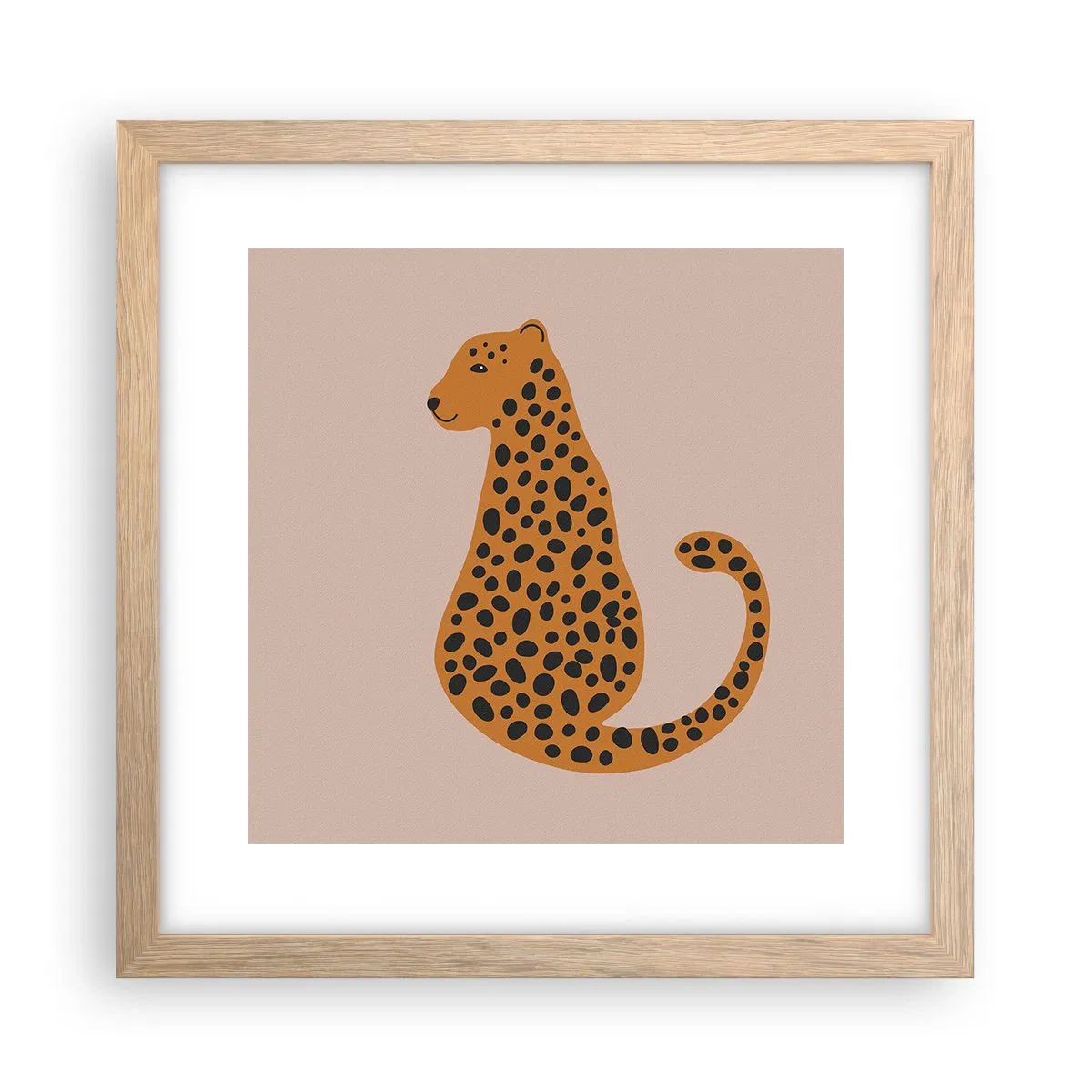 Een poster in een licht eiken lijst - Luipaardprint is een modieus print - 30x30 cm