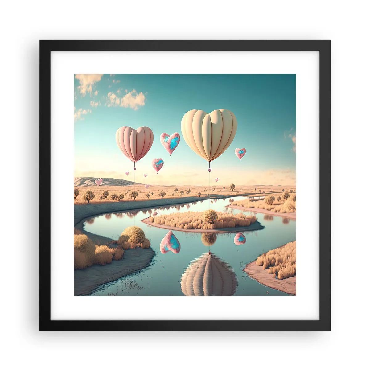 Poster in een zwarte lijst - Liefde laat je vliegen - 40x40 cm