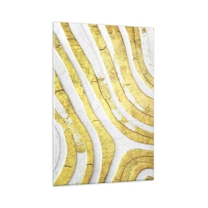 Schilderen op glas - Compositie in wit en goud - 80x120 cm