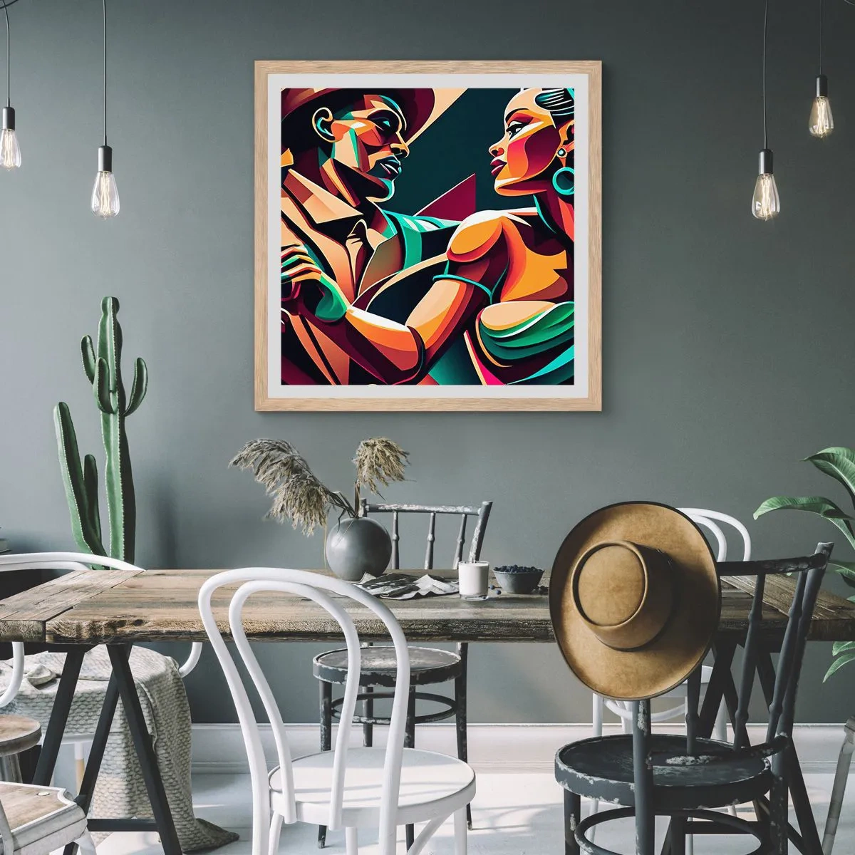 Een poster in een licht eiken lijst - In het ritme van het hart - 60x60 cm