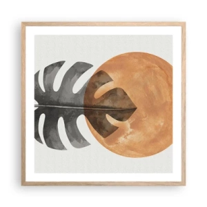 Een poster in een licht eiken lijst - Altijd de zon - 60x60 cm