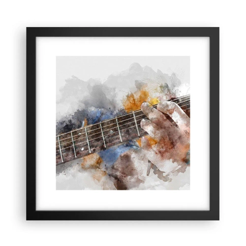 Poster in een zwarte lijst - Poëzie tussen de snaren - 30x30 cm