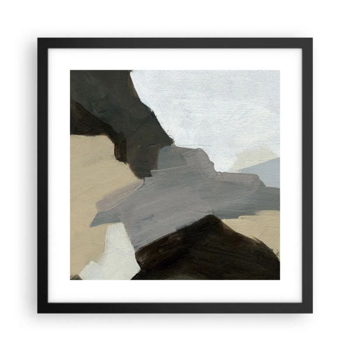 Poster in een zwarte lijst - Abstractie: het kruispunt van grijs - 40x40 cm
