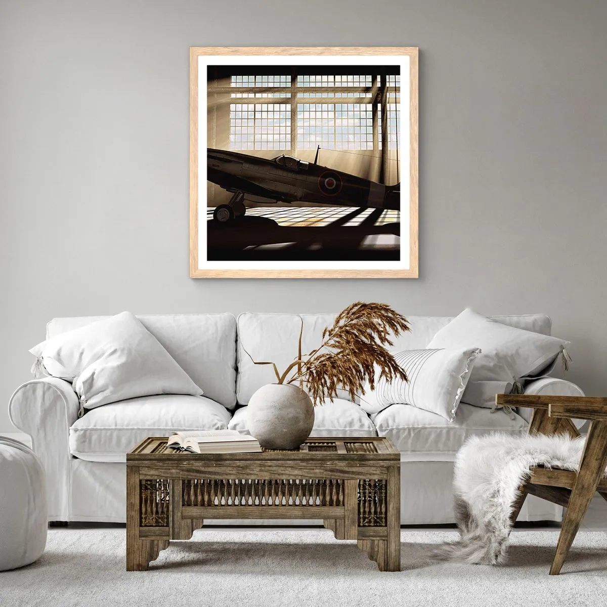 Een poster in een licht eiken lijst - De rust van een krijger - 60x60 cm