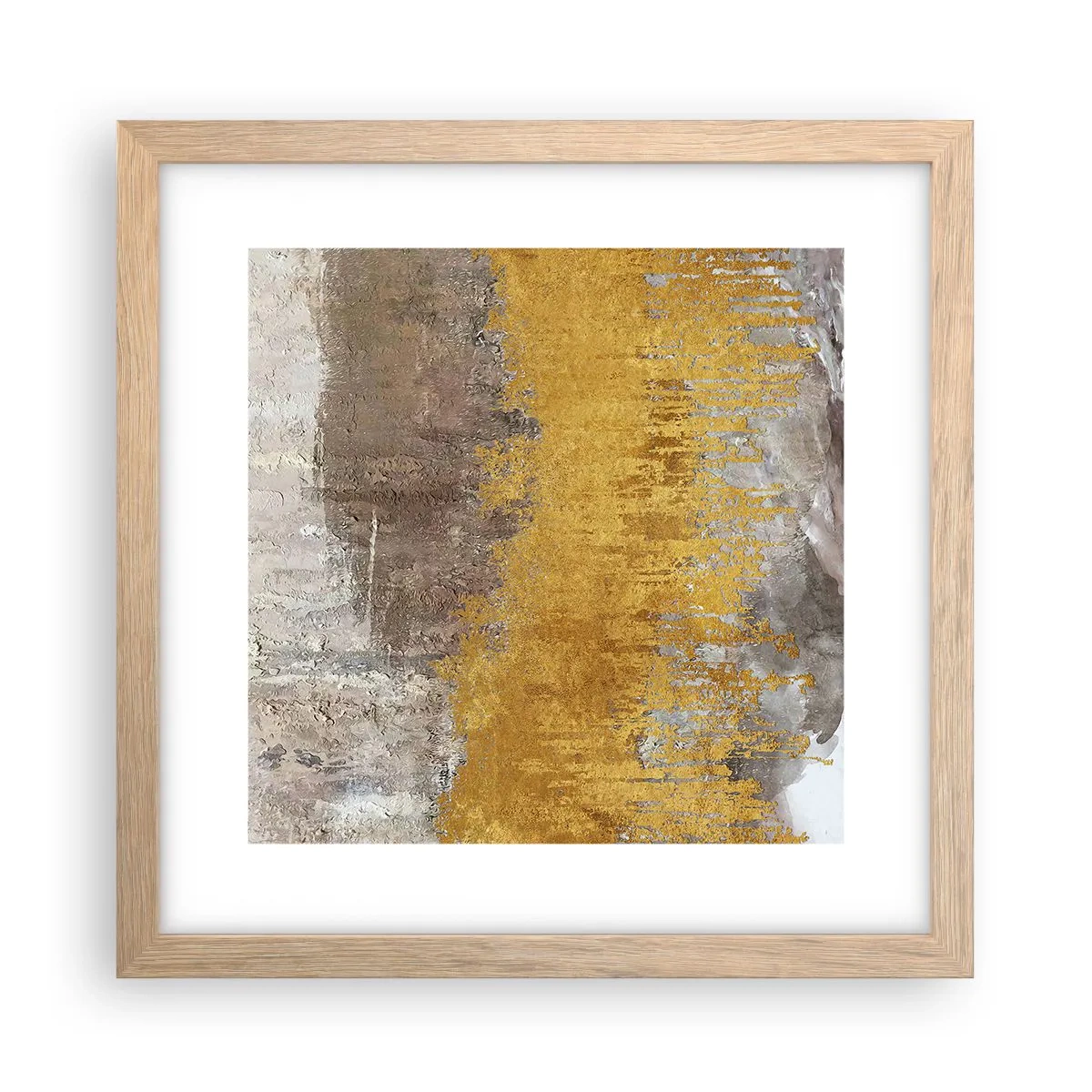 Een poster in een licht eiken lijst - Een gouden explosie - 30x30 cm