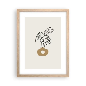 Een poster in een licht eiken lijst - Monstera – huisdecoratie - 30x40 cm