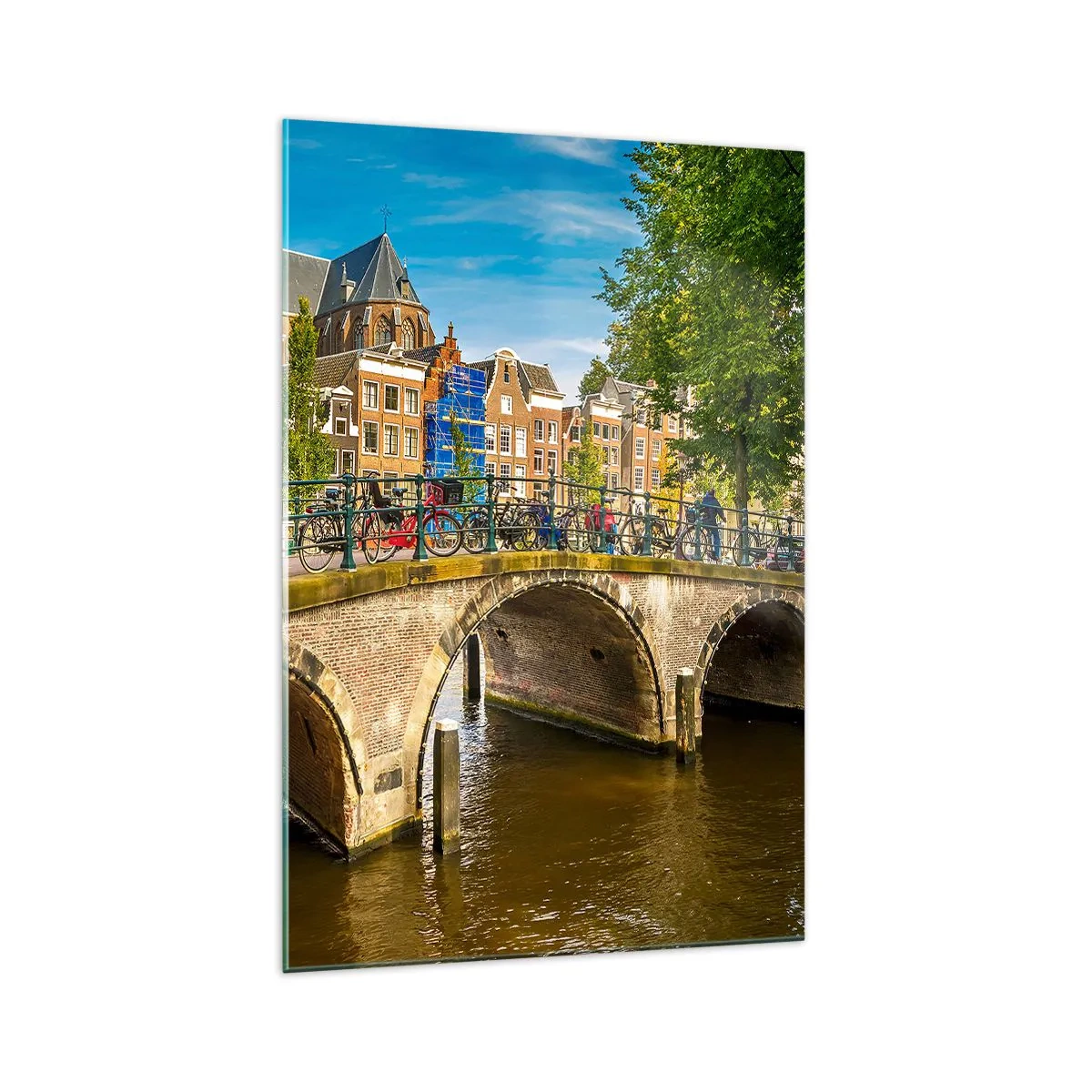 Schilderen op glas - Lente aan de gracht - 70x100 cm