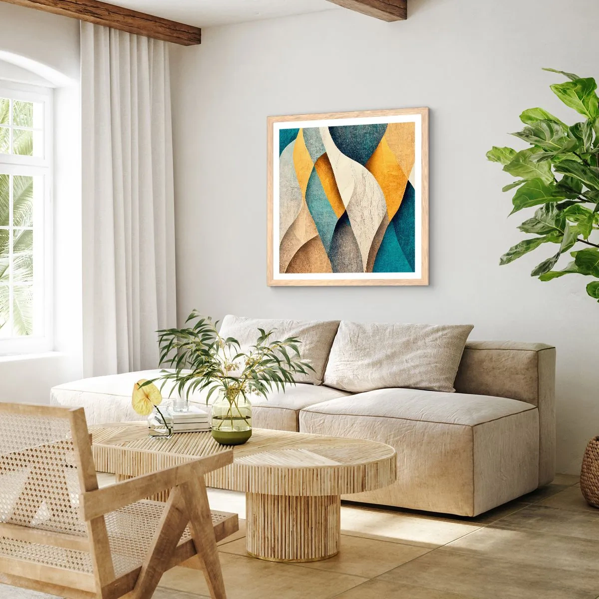 Een poster in een licht eiken lijst - Ritme en beweging - 30x30 cm