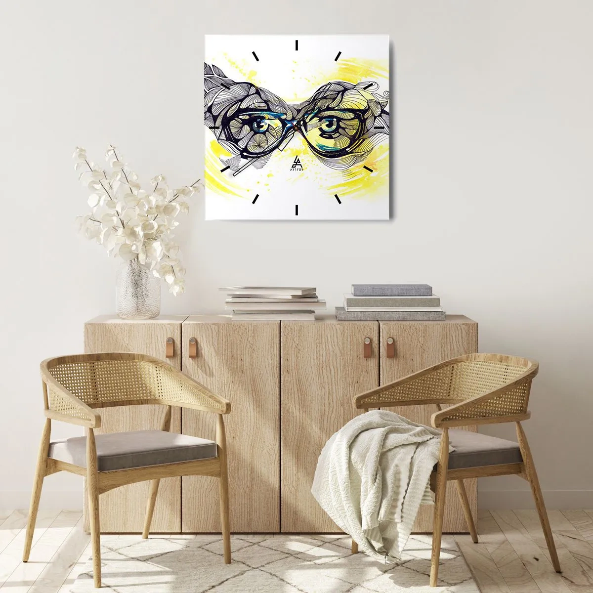 Wandklok - Klok - Door een blauwe bril - 30x30 cm