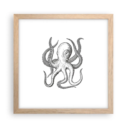 Een poster in een licht eiken lijst - Dansend met de golven - 30x30 cm